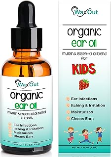 Natural Mullein Ear Wax Removal Oil & Cleaner Drops with Strawberry for Kids | Earwax Softener, Moisturizer & Allergy Soothing | Tinnitus, Itching, Ringing & Clogged Ears