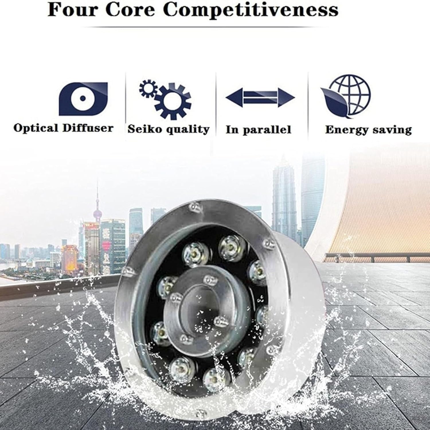 LEDリング噴水ライト - 埋め込み式水中ライト、水中池スポットライト、AC 24V IP68防水ミドルホール水中景観ライト、噴水プ