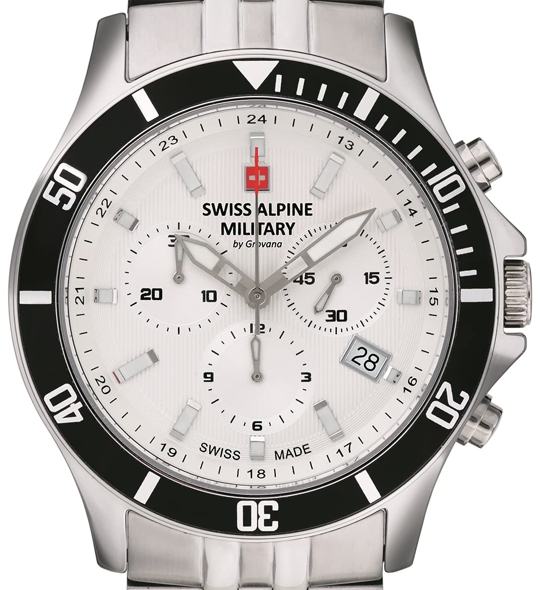 swiss alpine military Orologio da uomo cronografo analogico al quarzo 7022.9 in acciaio inox