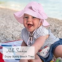 Vista 7 de Sombrero de sol para bebé niña con UPF 50+ sombrero de playa ajustable para exteriores con ala ancha