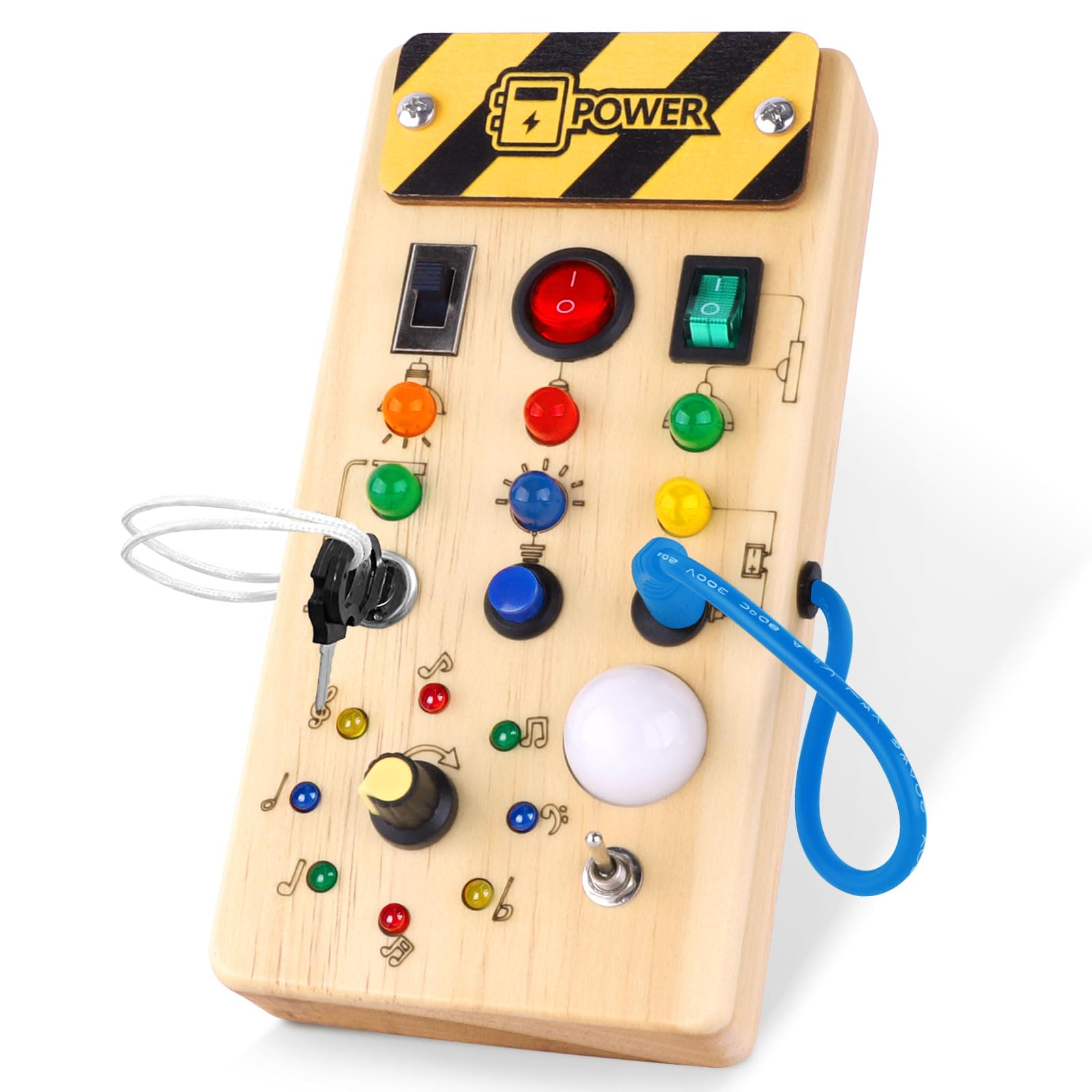 Hoarosall Montessori Busy Board Spielzeug mit LED Lichtschalter Activity Board Holzspielzeug ab 1 Jahr Motorikspielzeug Sensorik Spielzeug Lernspielzeug für Babys und Kleinkinder ab 1 2 3 Jahre