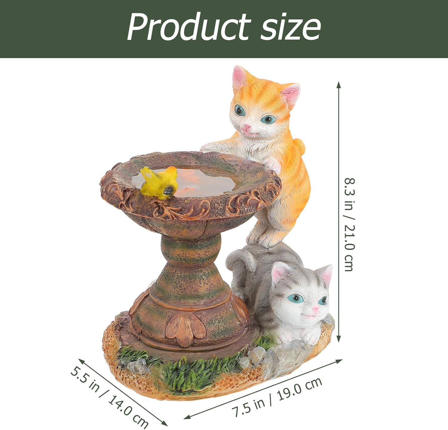 Solar Cat Figurine Solar-Powered Outdoor Night Light Resin Garden Lantern for Patio Balcony Yard Decorative Landscape Lighting