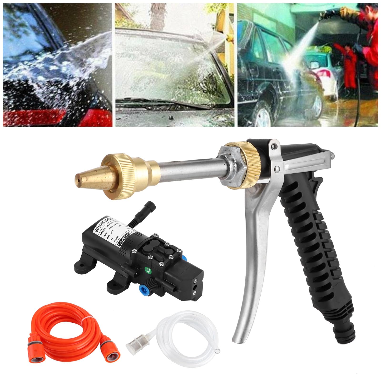 Potężny Pistolet na wodę 130PSI do Samochodu Myjka Ciśnieniowa Zestaw Węży 80W Silnik-12V Przenośne Urządzenie do Czyszczenia Myjki Czyszczenia w Domu