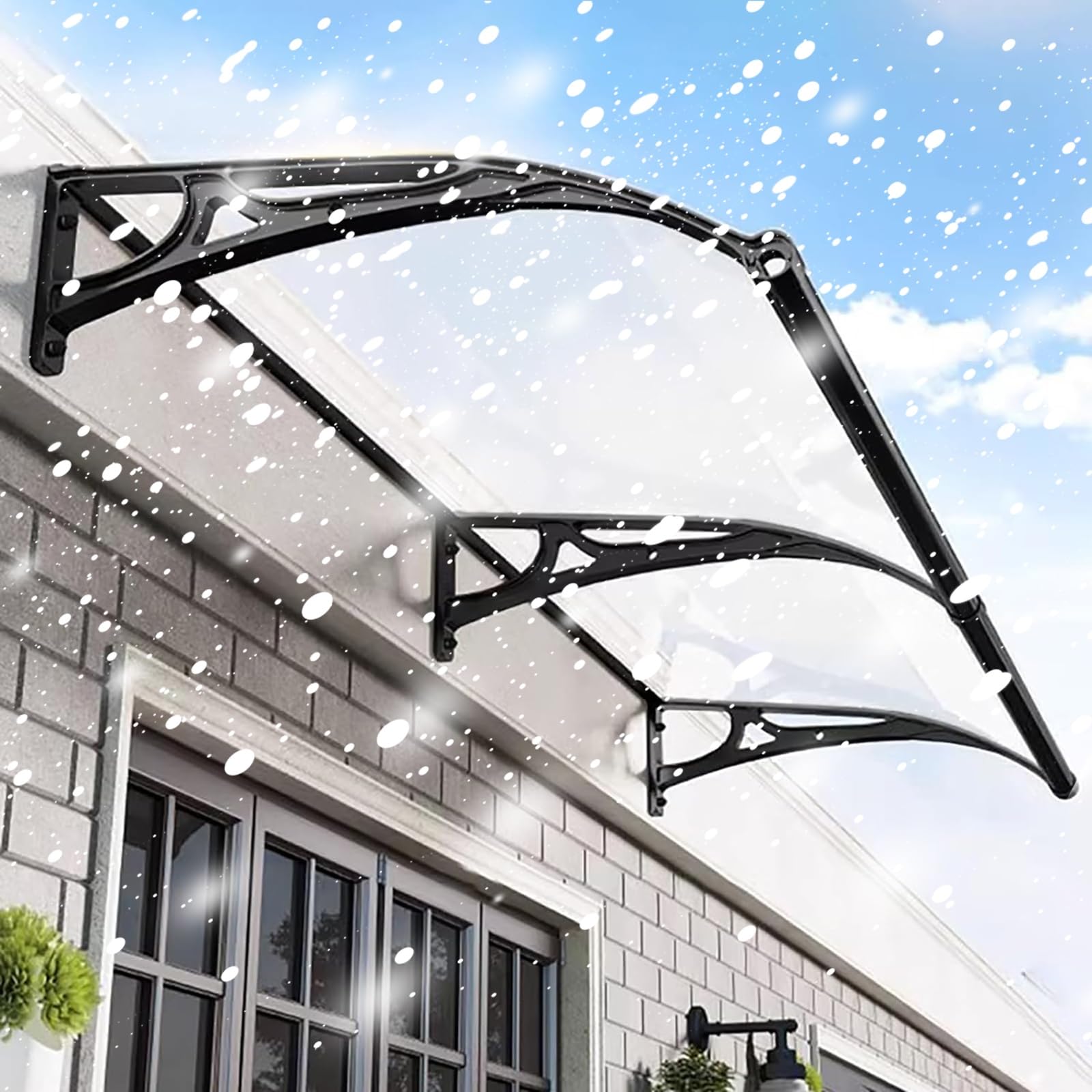 Toldo para exteriores de policarbonato con soportes de aluminio y protección UV