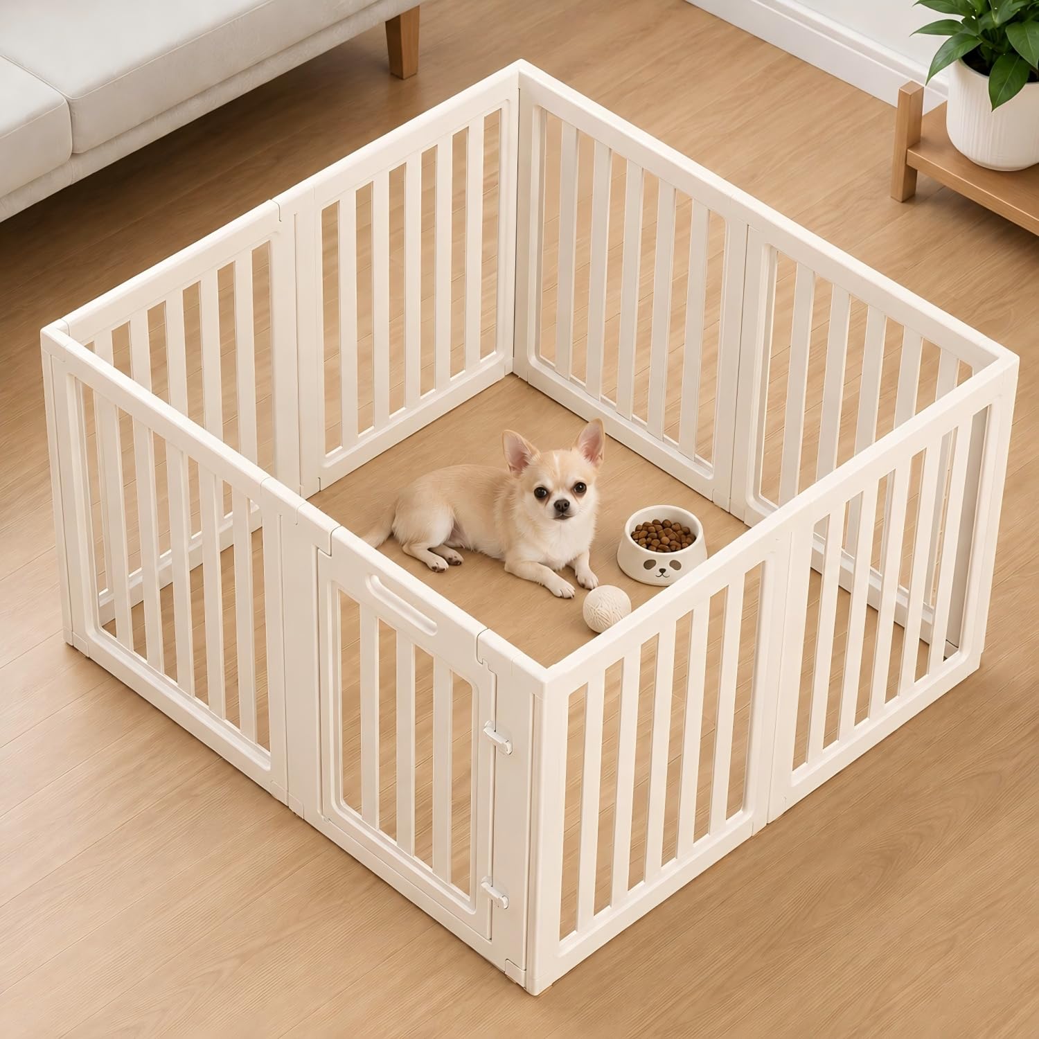 EVERFRONT Dog Playpen Indoor, Puppy Playpen, White 24" H, 8 Panels