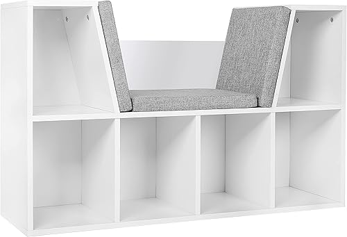 MUPATER Organizador para niños de lectura con estantería de almacenamiento y cojines desmontables 6 cubby librería para habitación de niños y