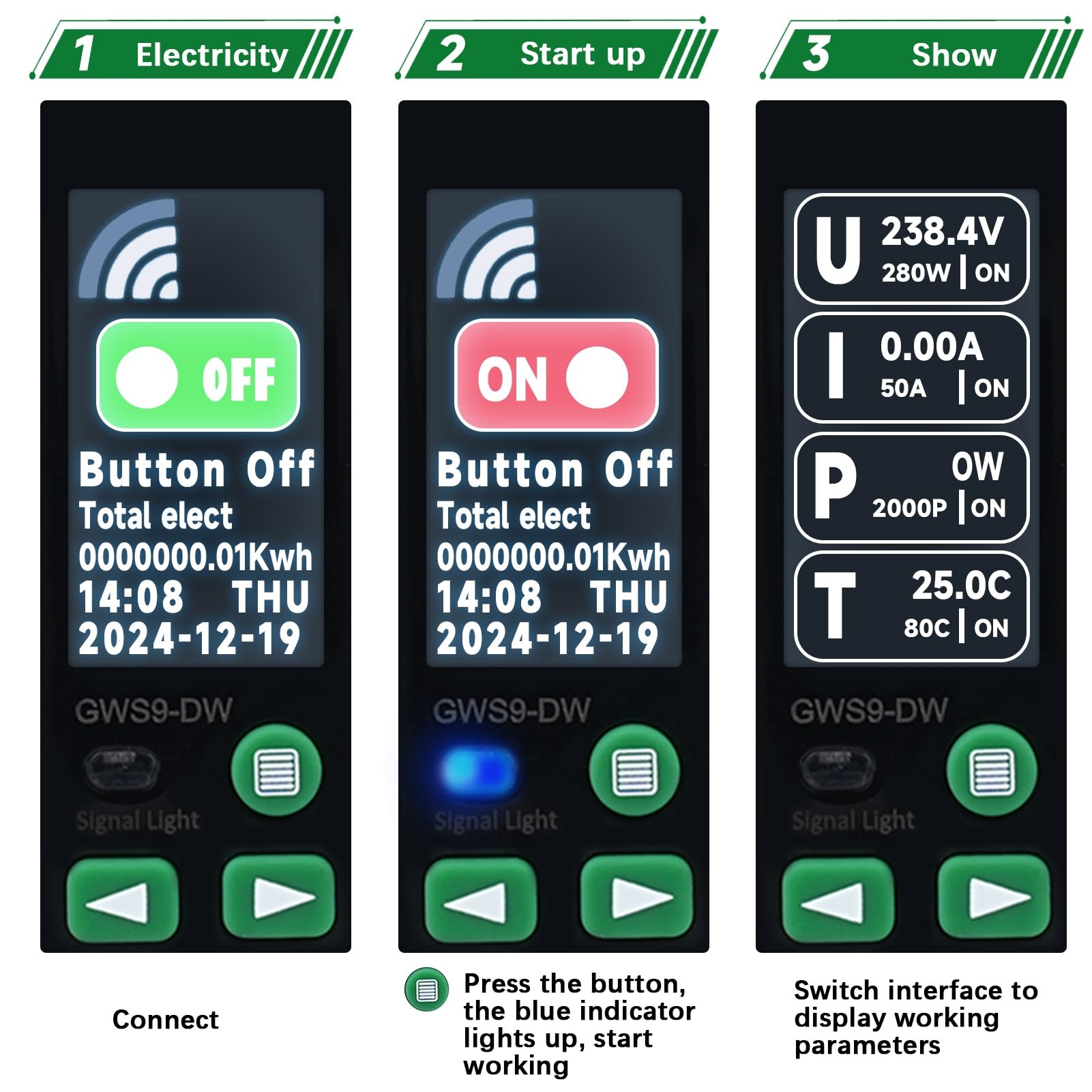 Jadeshay Interruttore WiFi,1P+N 40A Contatore Energia Elettrica Intelligente Schermo LCD Controllo Remoto via APP Tuya con Protezione contro Sovratensione/Sottotensione per Monitoraggio in Tempo Reale