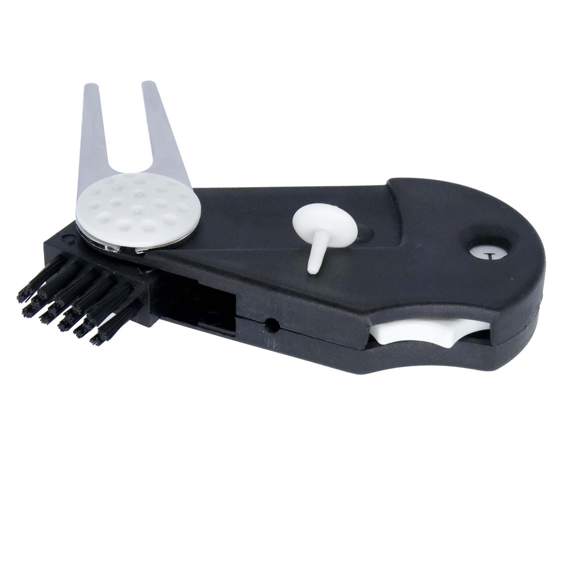 QHALEN5 in 1 Golf Multi-Tool Ball Marker Tool with Club Brush, Divot Tool, Stroke Score Counter, Ball Marker, Groove Cleaner and Clip
