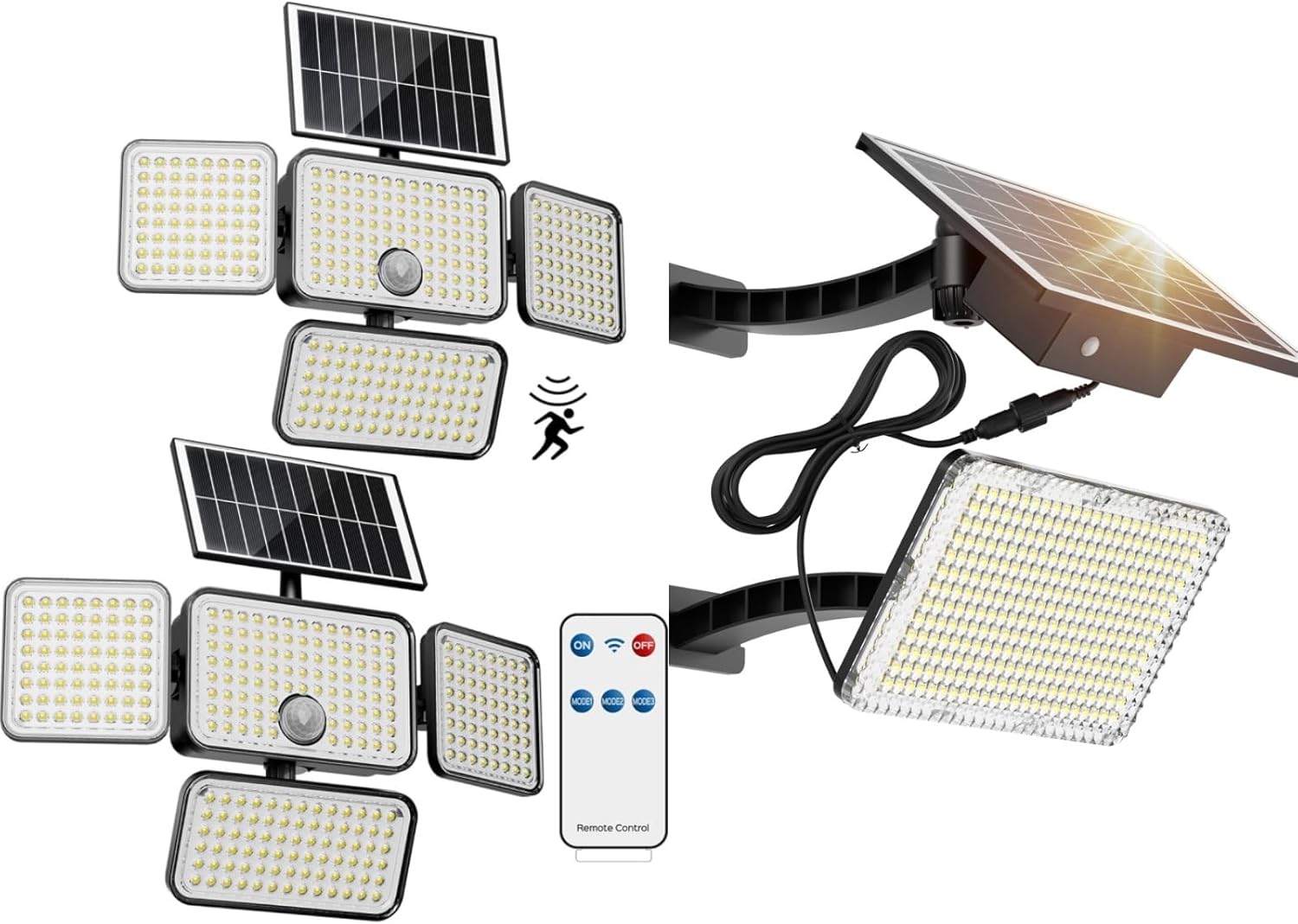 JACKYLED 4 Heads Solar Flood Lights with remote control