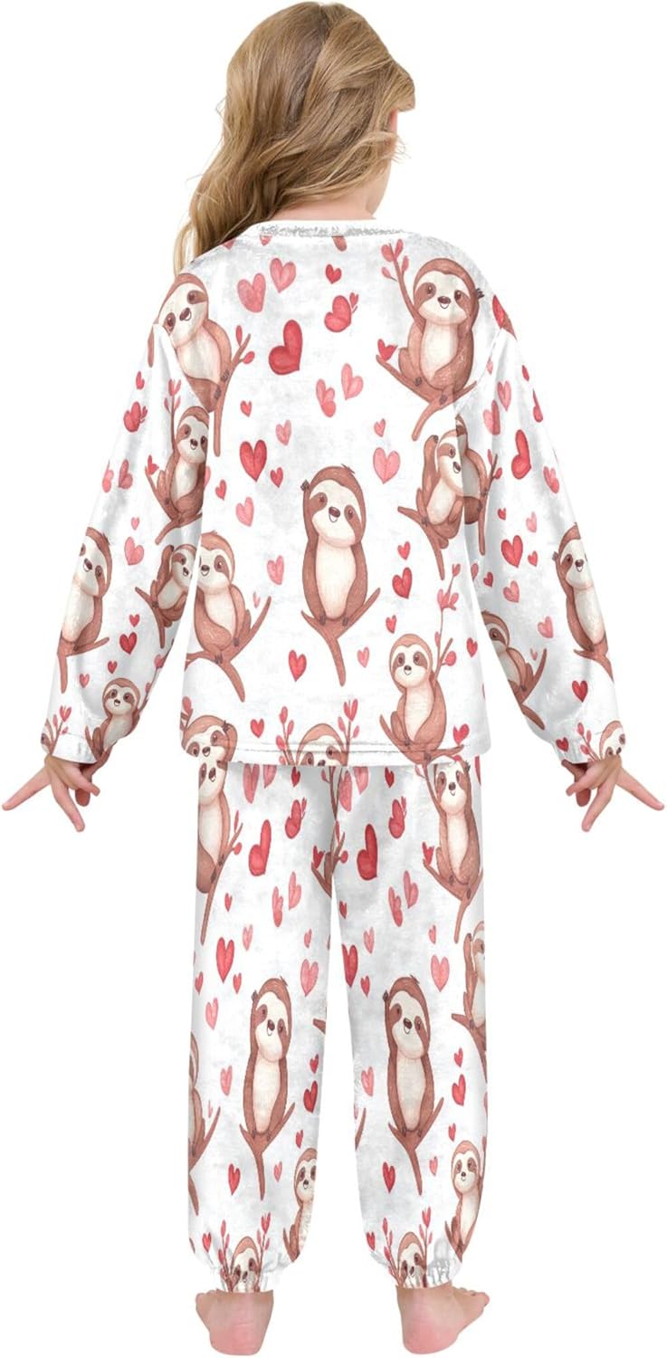 Fleece Pajama Sets Long Sleeve Top with Pants Soft Sleepwear 2 Piece Pjs Set