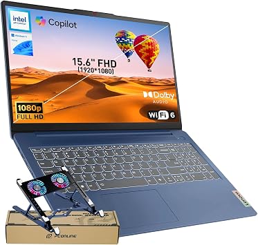 Lenovo 2026 Model 15.6 FHD IdeaPad Slim 3i Rugged Reliability Laptop, Microsoft Copilot AI, Intel 4-Core CPU, Up to 12h Battery Life, Abyss Blue, 8GB DDR5 RAM, 128GB Storage, Win11, w/Laptop Cooler