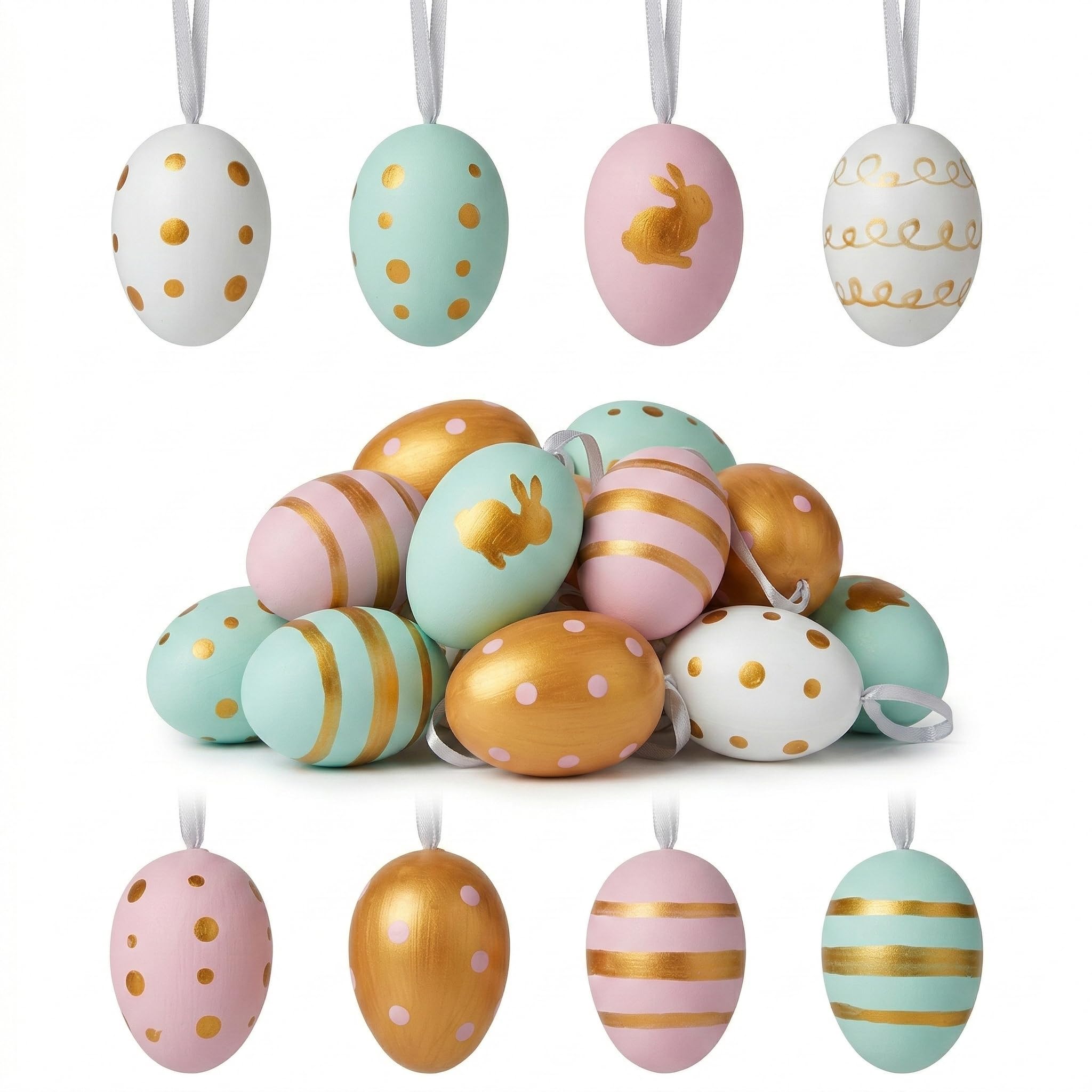 Khevga - Uova di Pasqua XL, 8 cm, decorazione pasquale, marmorizzate e