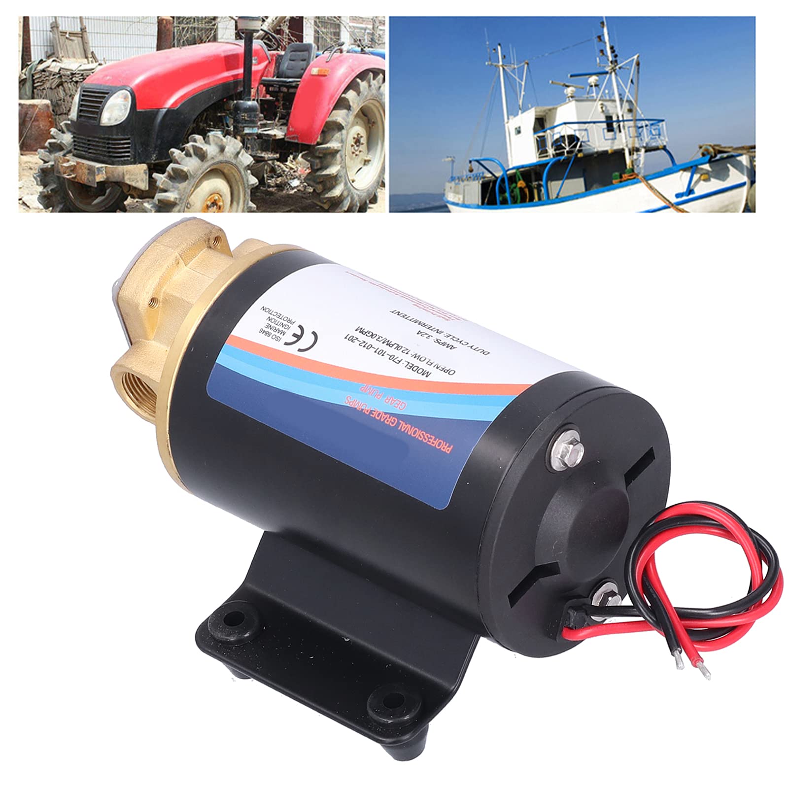 Bomba De Aceite Eléctrica, 3,0 GPM 3 Metros De Elevación De Bajo Ruido Bombas Autocebantes Engranaje Con Conectores Para Extraer Diésel/Queroseno(F70-101-012-101 (12V))