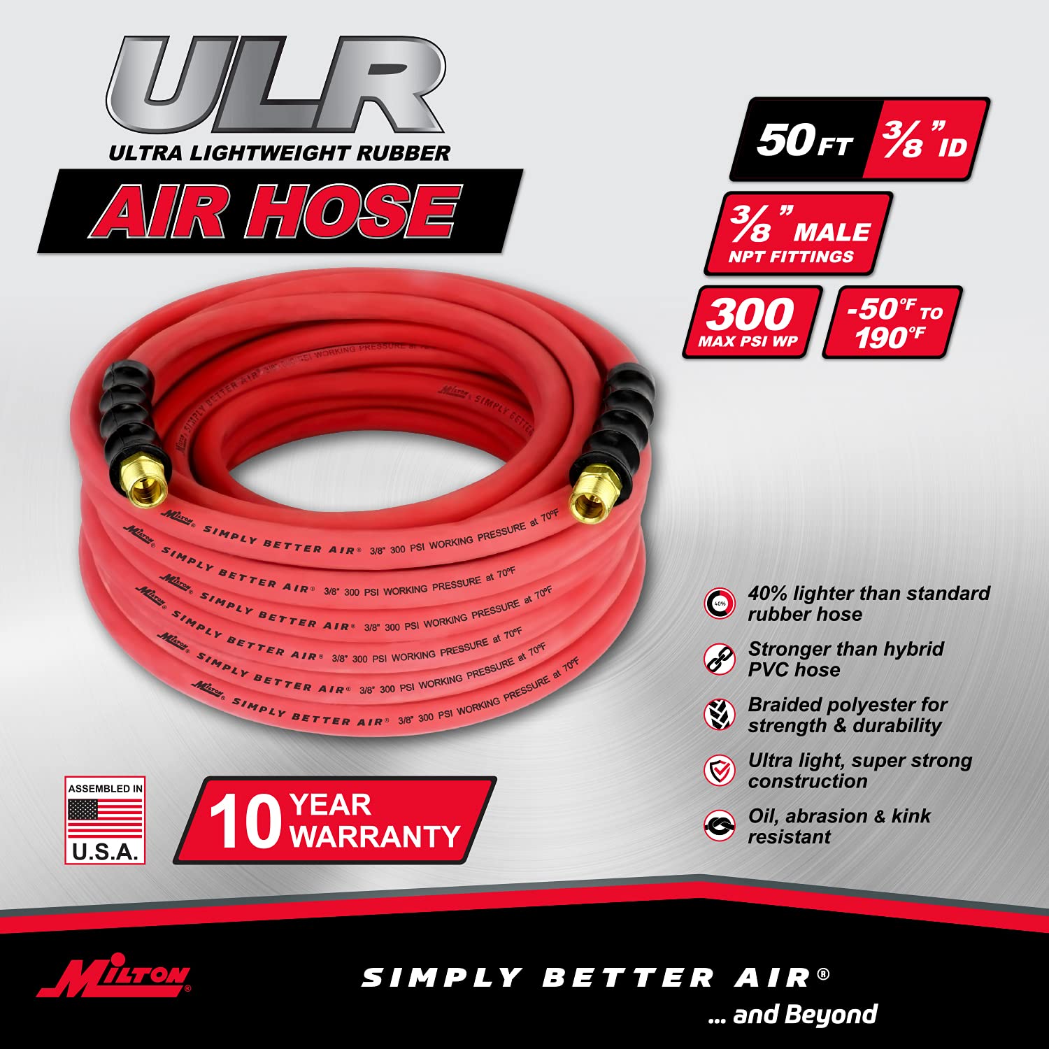 Allegro Industries 9100-100 Breathing Air Hose, Low Pressure, 100',Black