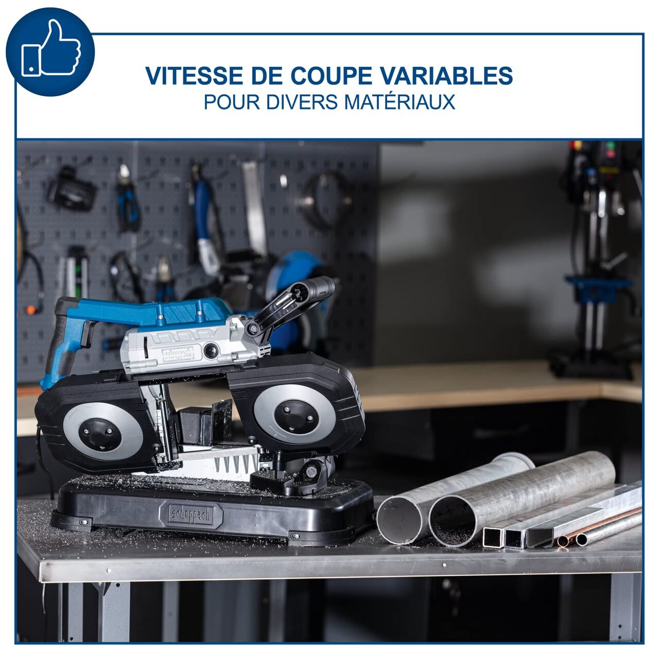 Scheppach Scie à ruban à métaux MBS1200XT 1100 W Hauteur de coupe 127 mm Vitesse variable