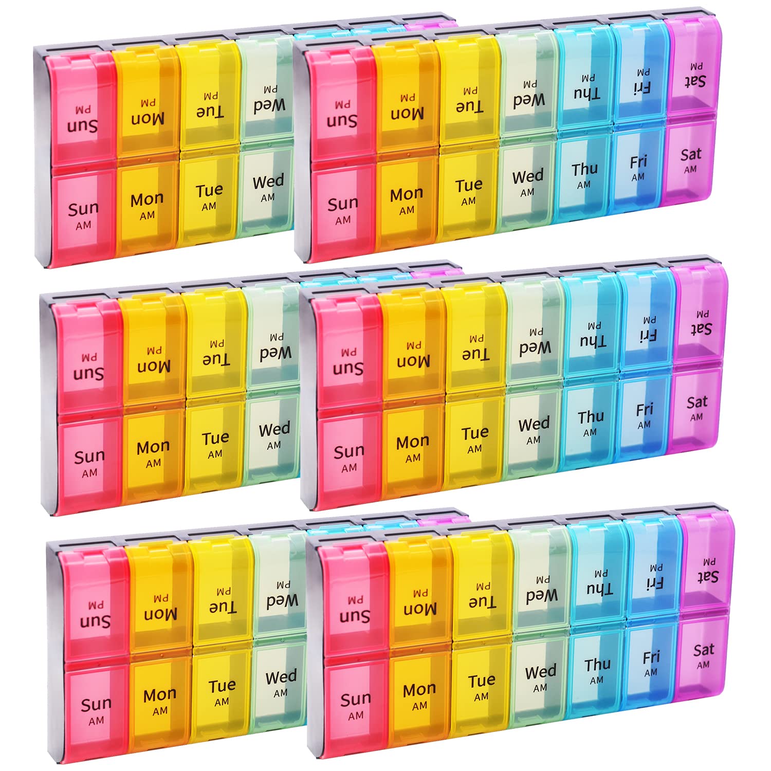 Greencycle Weekly 7 Day Pill Organizer 2 Times A Day Moisture-Proof Large Pill Cases Pill Box Design for