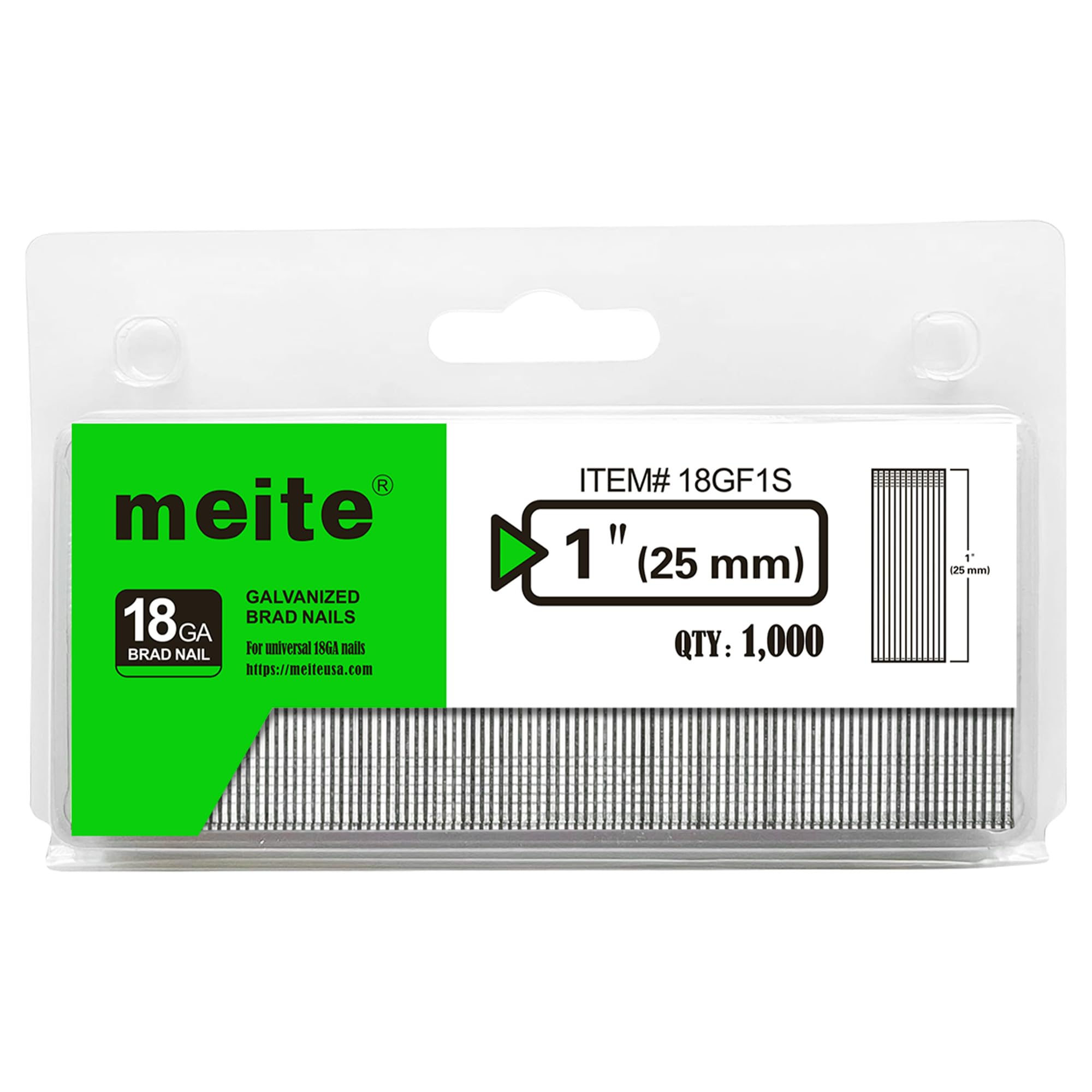 meite 18 Gauge Brad Nails, 1 Inch 18GA Brad Nails (1,000PCS x 60 Boxes)