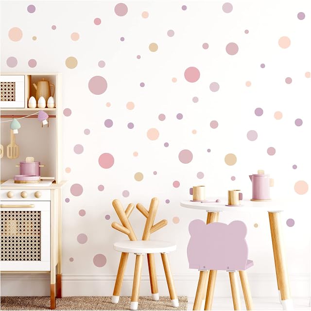 Little Deco 120 sztuk naklejek na ścianę kropki do pokoju dziecięcego okręgi punkty samoprzylepne brudny róż tatuaż ścienny pokój niemowlęcy naklejka ścienna dekoracja DL909-2