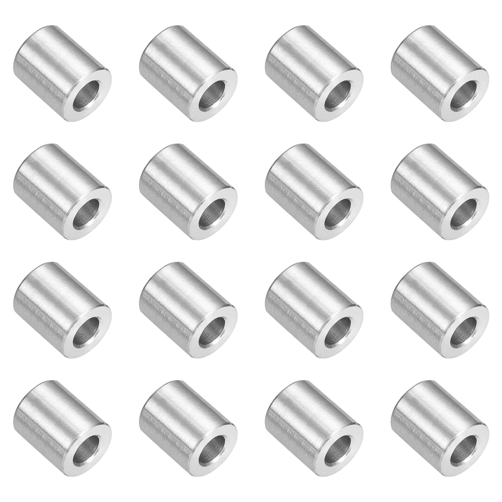 sourcing map Lot de 16 entretoises en acier inoxydable 304 de 12 x 6 x 14 mm, finition unie, entretoises rondes non filetées en métal pour vis, boulons et tiges M6