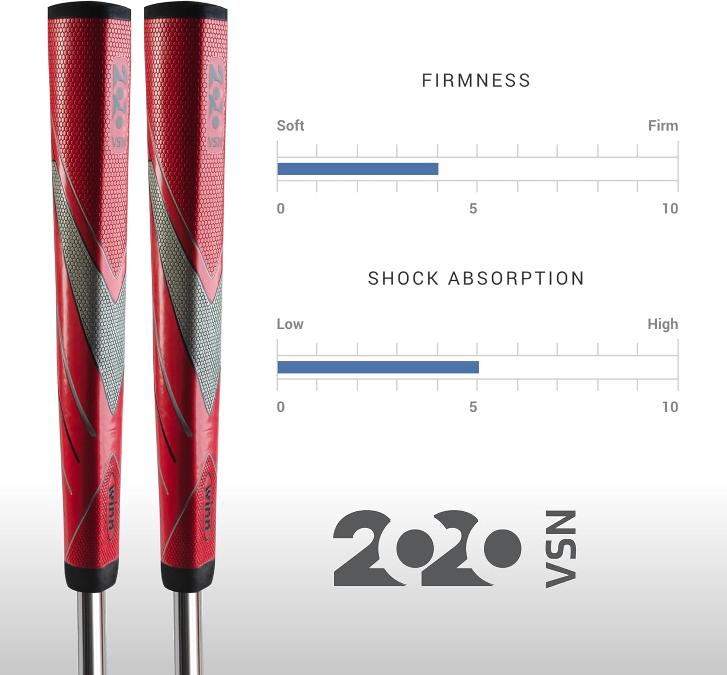 2020 VSN Jumbo Lite Pistol Putter Grip - Unmatched Feel & Performance | Winn's 2020·VSN Red Grips | Excel Polymer, Hexagon Pattern | Multiple Colors