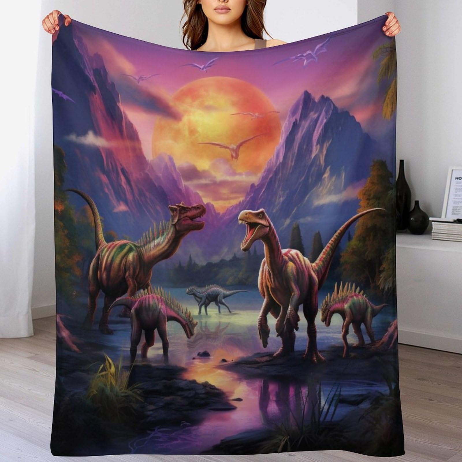 Manta de forro polar de dinosaurios de 140x180 cm ideal para regalar