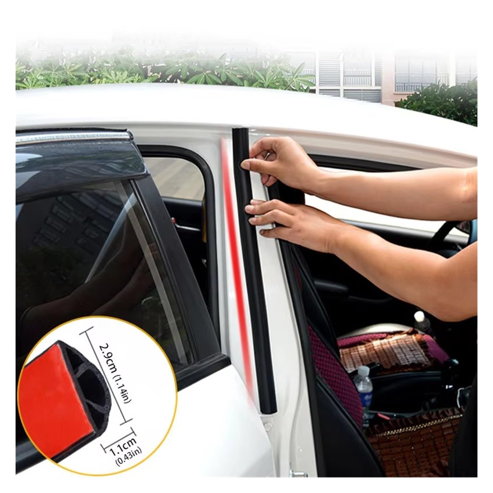 Strisce di Tenuta in Gomma per Auto per la Protezione del Montante B, sigillante per Portiere Auto, Striscia di Tenuta in Gomma da 1 m, Strisce di Tenuta per Bordi Anteriori Auto