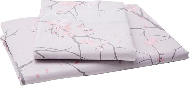 Dreamscene Spring Blossom Duvet Cover with Pillowcase Reversible Floral Bedding Set, Blush Pink Grey, Single DDHSSPRBL01