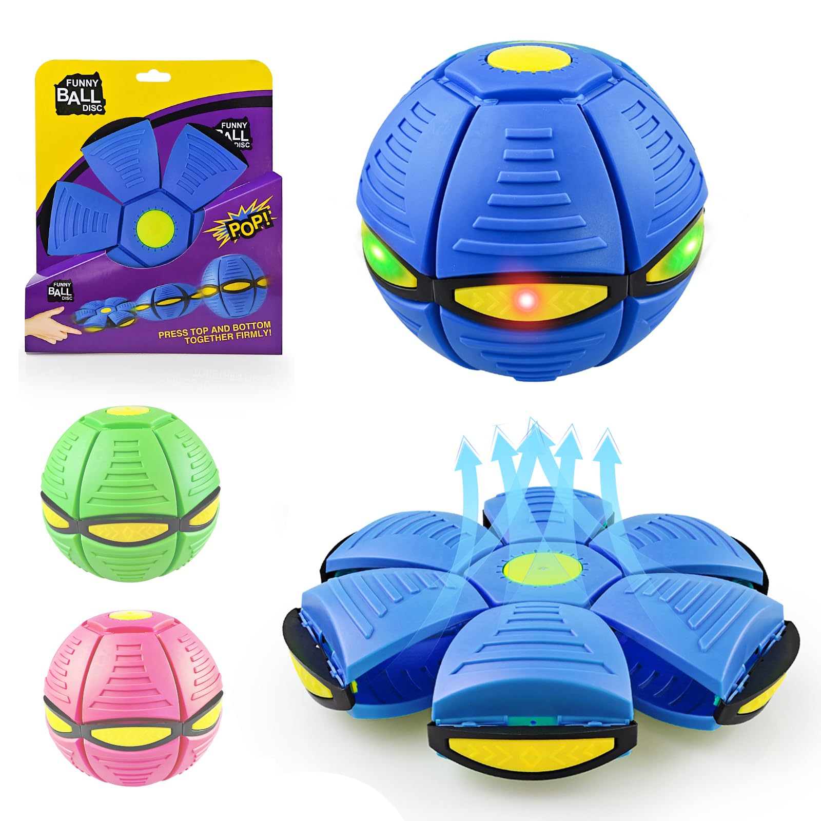 Magic Bouncing Ball Pop Up Balls – Light Up Magic Meta Ball Toy with 6 Light – Dual-Form Bouncy Balls Indoor Outdoor Play – Transforming Toy for Parent-Child Interaction (Blue)-image-27