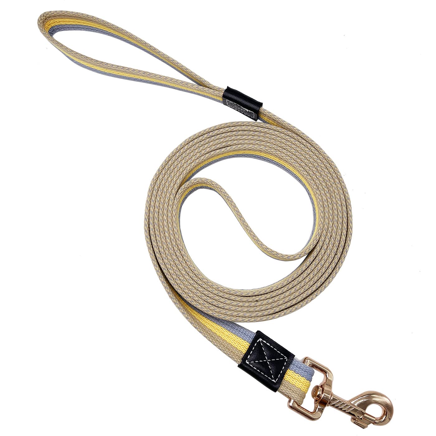 Shorven Soft Cotton Web Dog Leash Basic Training Walking Lead, 6.5FT Long, 1 Inch Wide Yellow