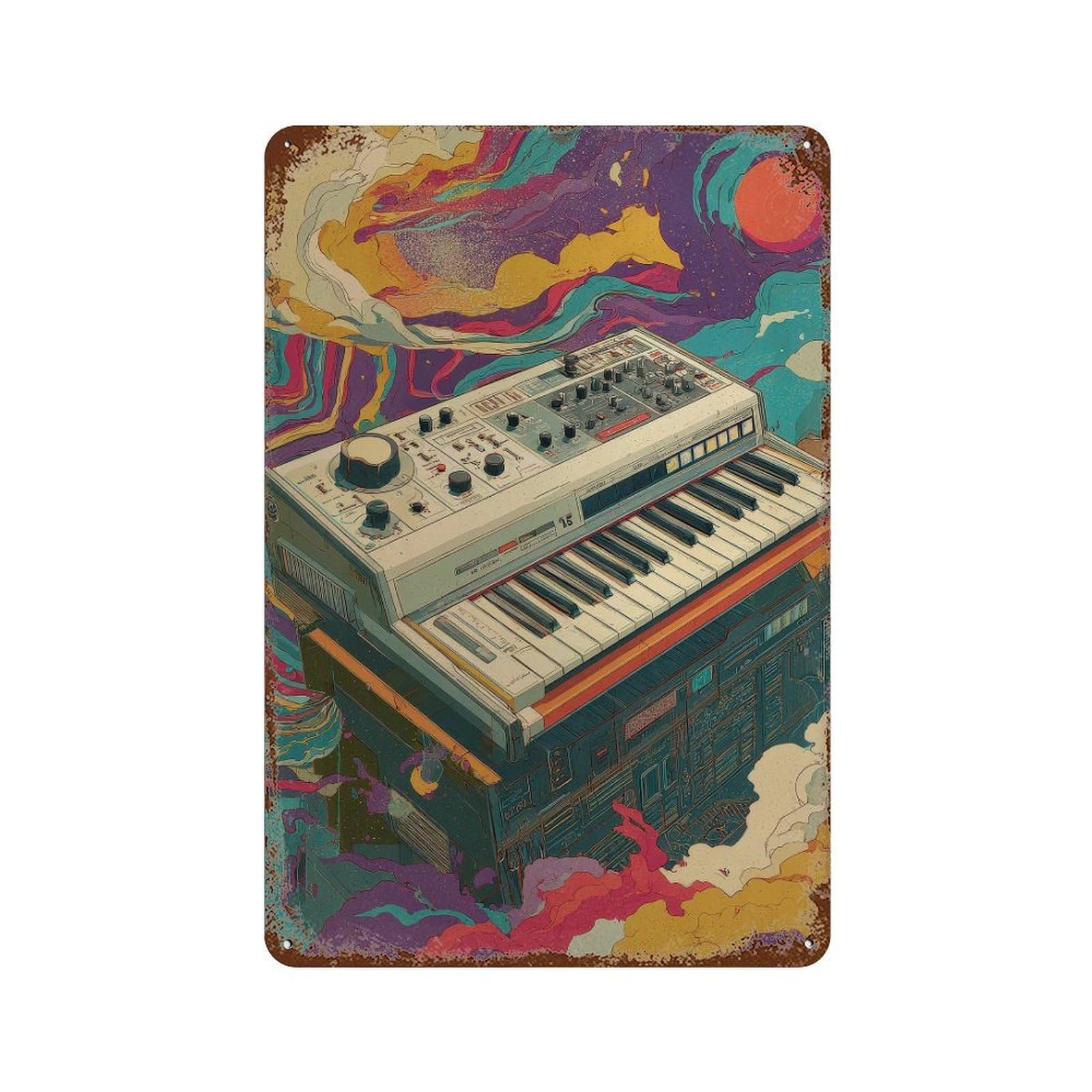 xiaoxiaoshen Synthesizer. Psychedelic Retro Wall Decor Art Metal Tin Poster Modern Home Decor Art Home Bar Shop Decorations Vintage Sign 30x20cm