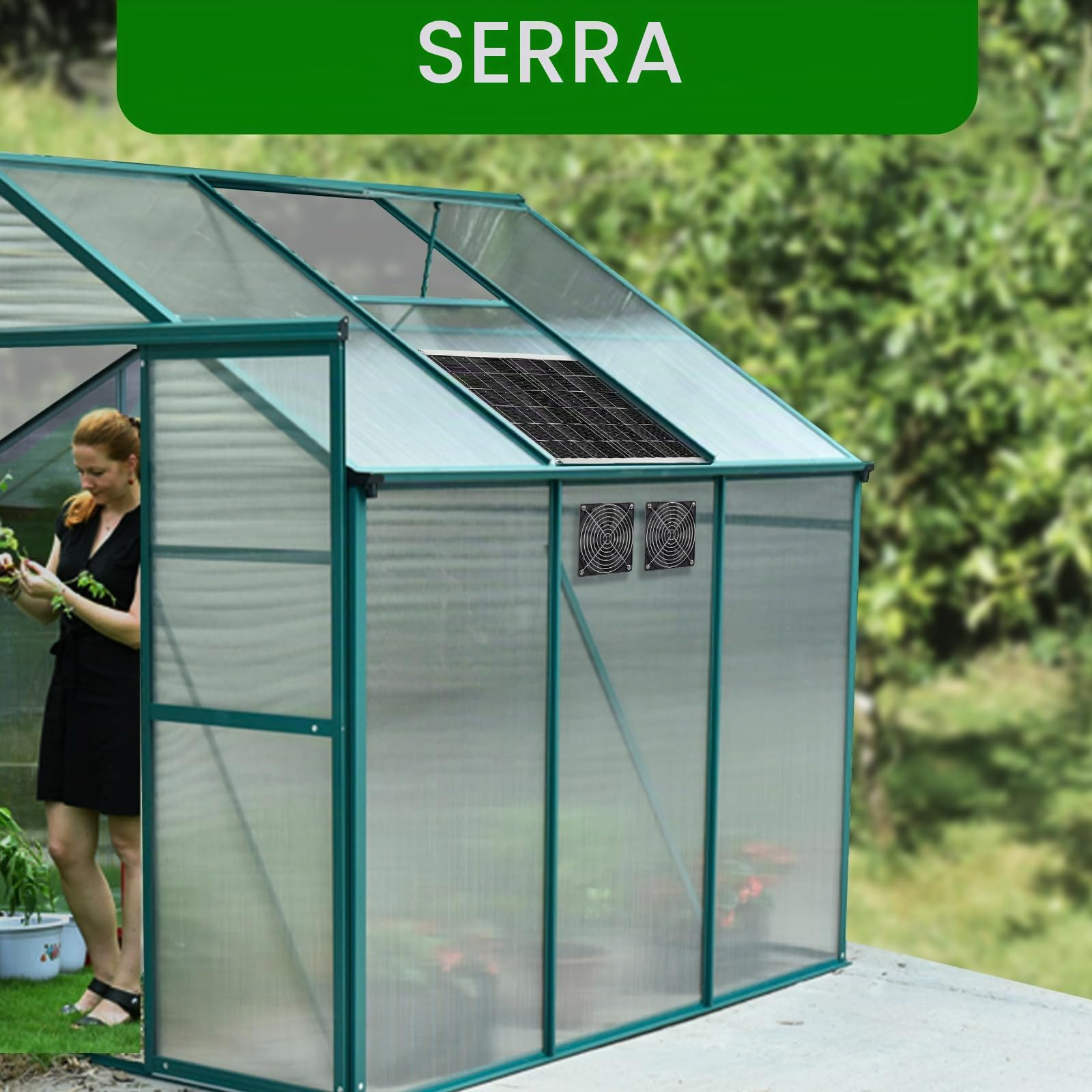 Ventilatore a energia solare, 15 W, con due ventole impermeabili IP67, per piccoli pollai, serre, capannoni, case per animali domestici, aria di aspirazione o di scarico