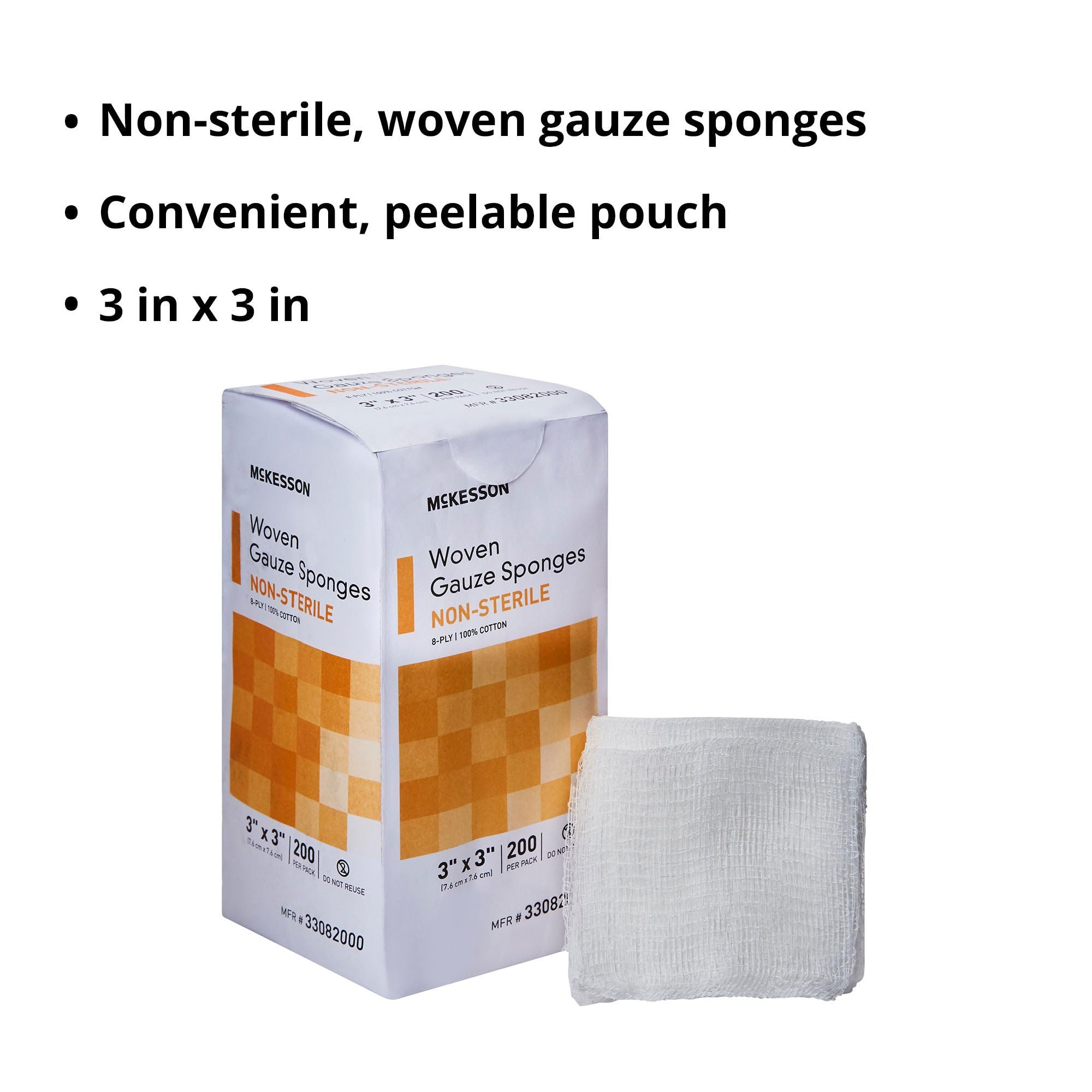 McKesson Woven Gauze Sponges, 8-Ply, Non-Sterile, Cotton, 3 x 3 in, 1 pk — Amazon image 4