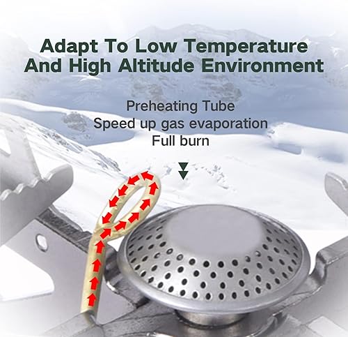 Miniatura 6 de BRS Estufa plegable estufa de campamento portátil estufa de camping ajustable Contro incluido estuche de transporte para mochilero al aire libre
