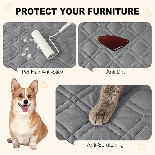 Miniatura 4 de Smiry Funda impermeable para cama de mascota, suave y lavable, para cama, sofá, reversible, perros pequeños, medianos, grandes, gatos, diseño