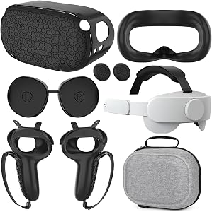 Compatible with Quest 2 Accessories, for Quest 2 Head Strap, for Quest 2 case,VR Face Cover, VR Shell Cover, Controller Grips Cover, Protective Joystick Cover,VR Lens Cover Protector for Quest 2