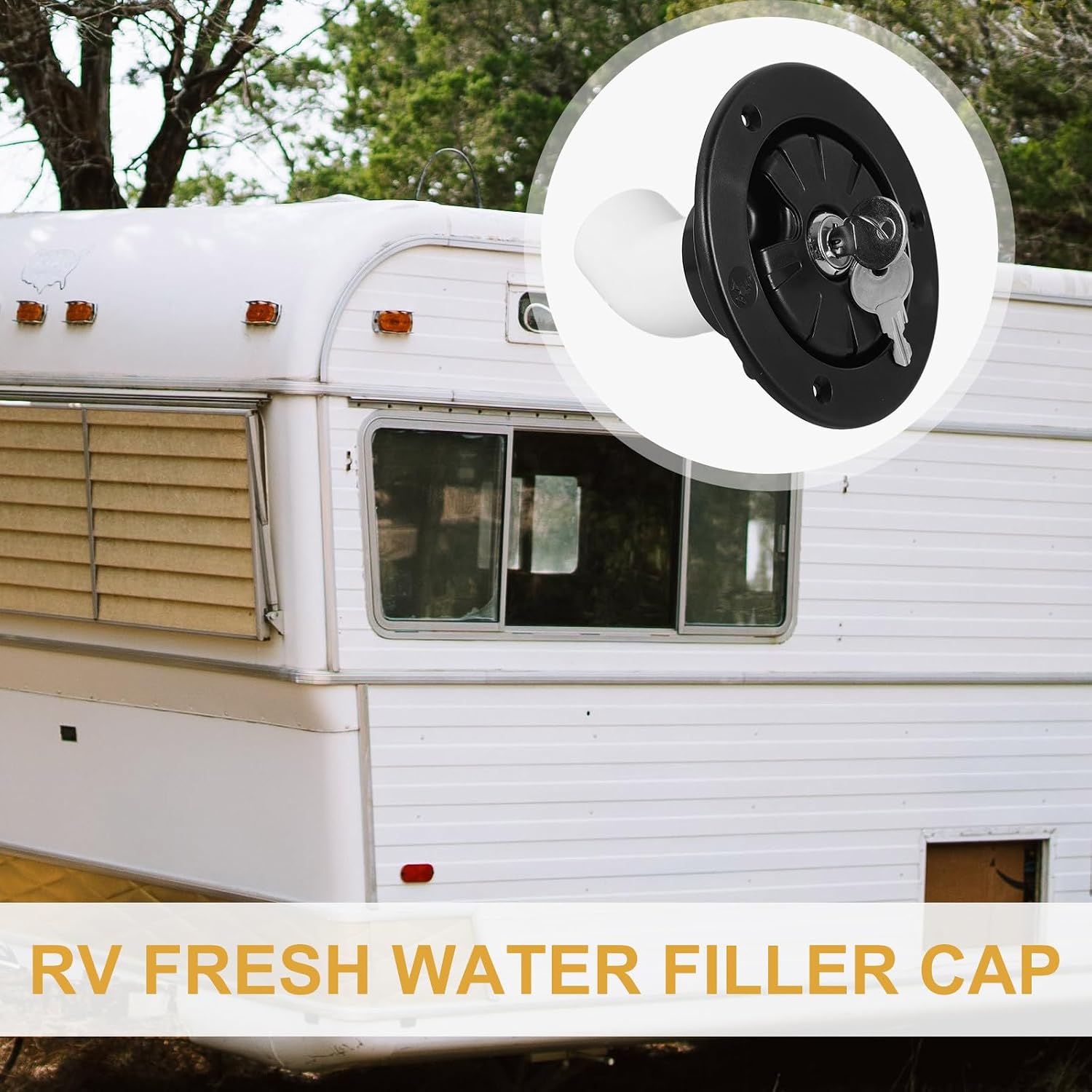 balacoo Rv Water Fill Cap with Gravity Feed Freshwater Inlet Leakproof Round Abs Water Tank Inlet Connection for Camper