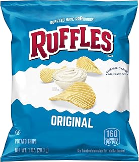 Ruffles Original Potato Chips with Ridges, 1oz Single-Serve Bags (40 Pack) - Dip-Holding Snack Perfection
