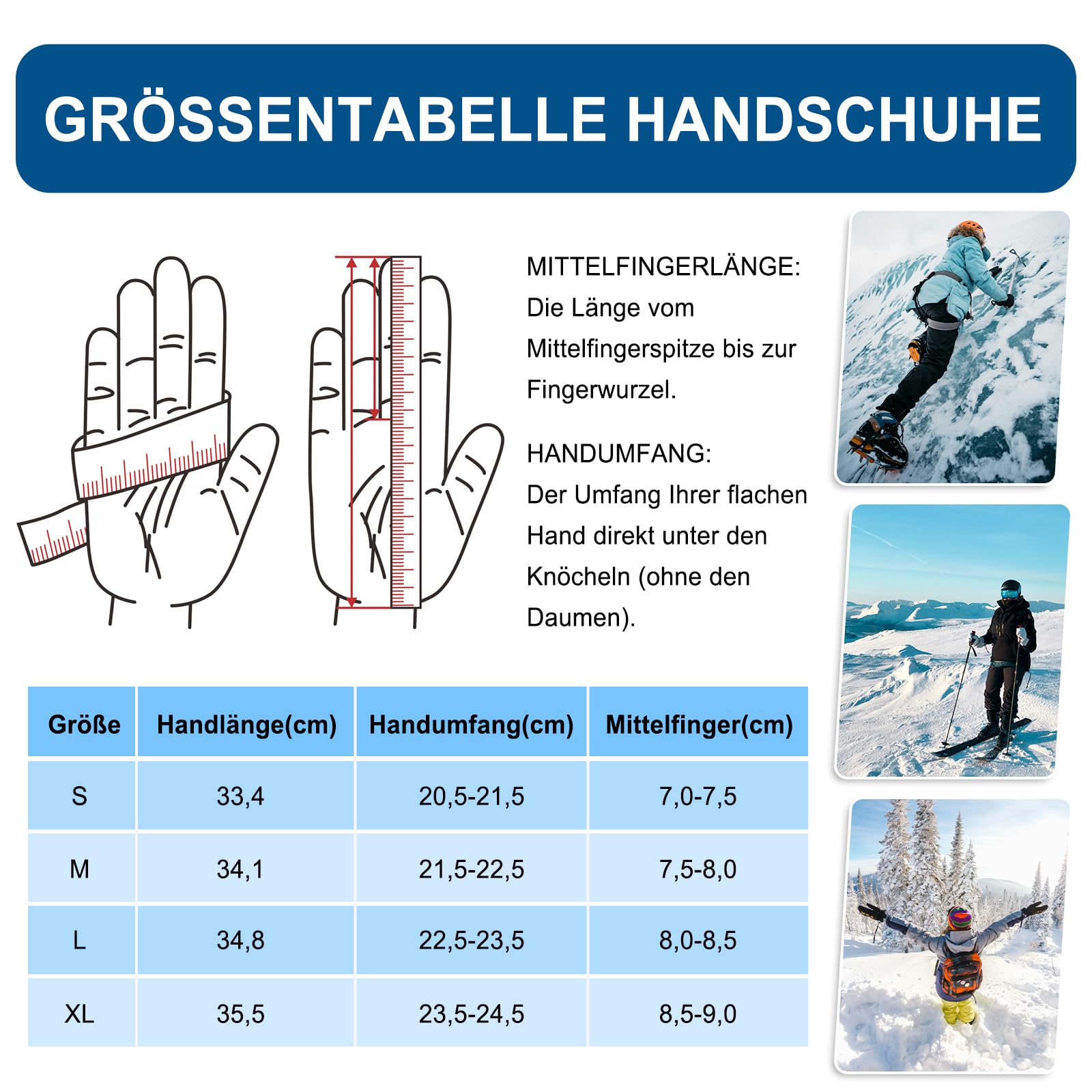 Guantes de esquí de invierno, impermeables, cálidos, resistentes al viento, guantes para hombre y mujer, para esquí, snowboard, escalada en hielo, pala de nieve, camping, deportes de