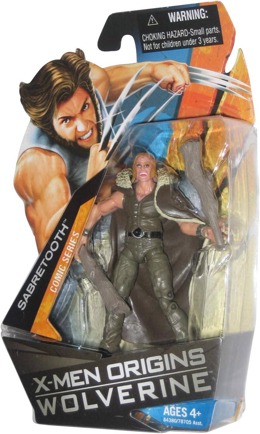 X-Men Origins Wolverine Comic Series 4 Inch Tall Action Figure - SABRETOOTH with 2 Clubs and Removable Cape