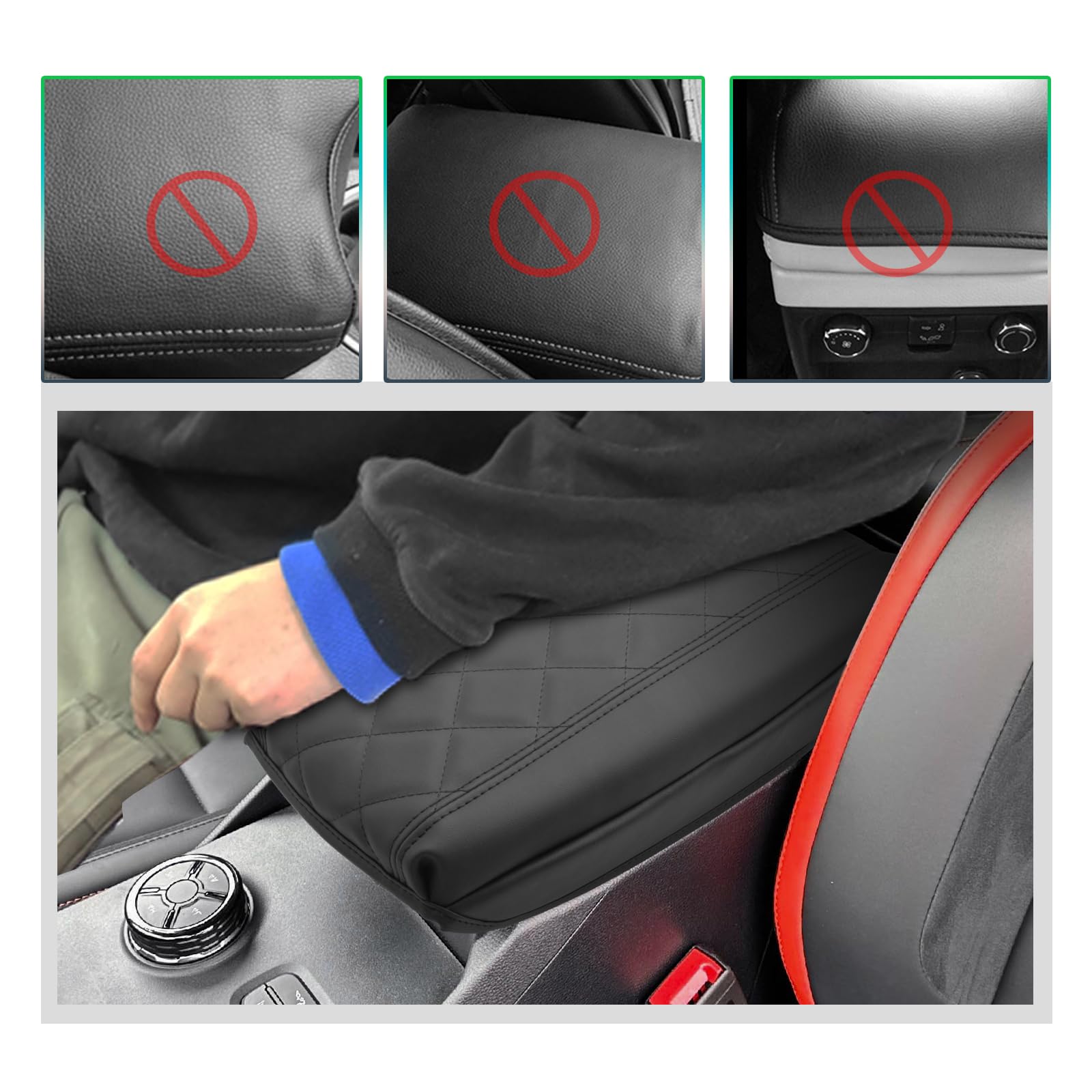 GAFAT Compatibile con Ford Ranger T9 2023-2026 2027 (Freno Elettronico) Copertura Bracciolo Console Centrale, Ranger Raptor Wildtrak Copribraccioli in Pelle PU, 4 CM Aumenta Ispessito Allevia Fatica