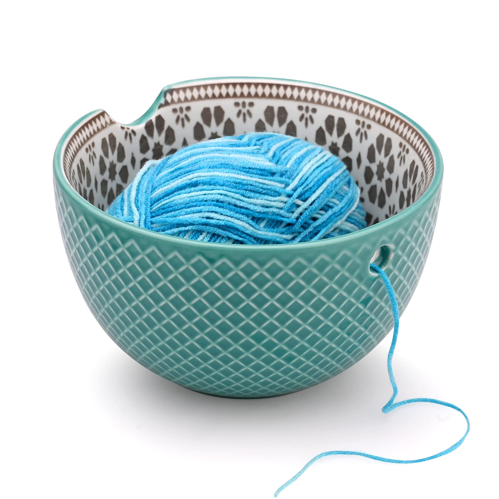Milltown Merchants Garnschale Aus Keramik – Stilvoller Garnhalter Zum Stricken & Häkeln (Aqua, 15,5 Cm)