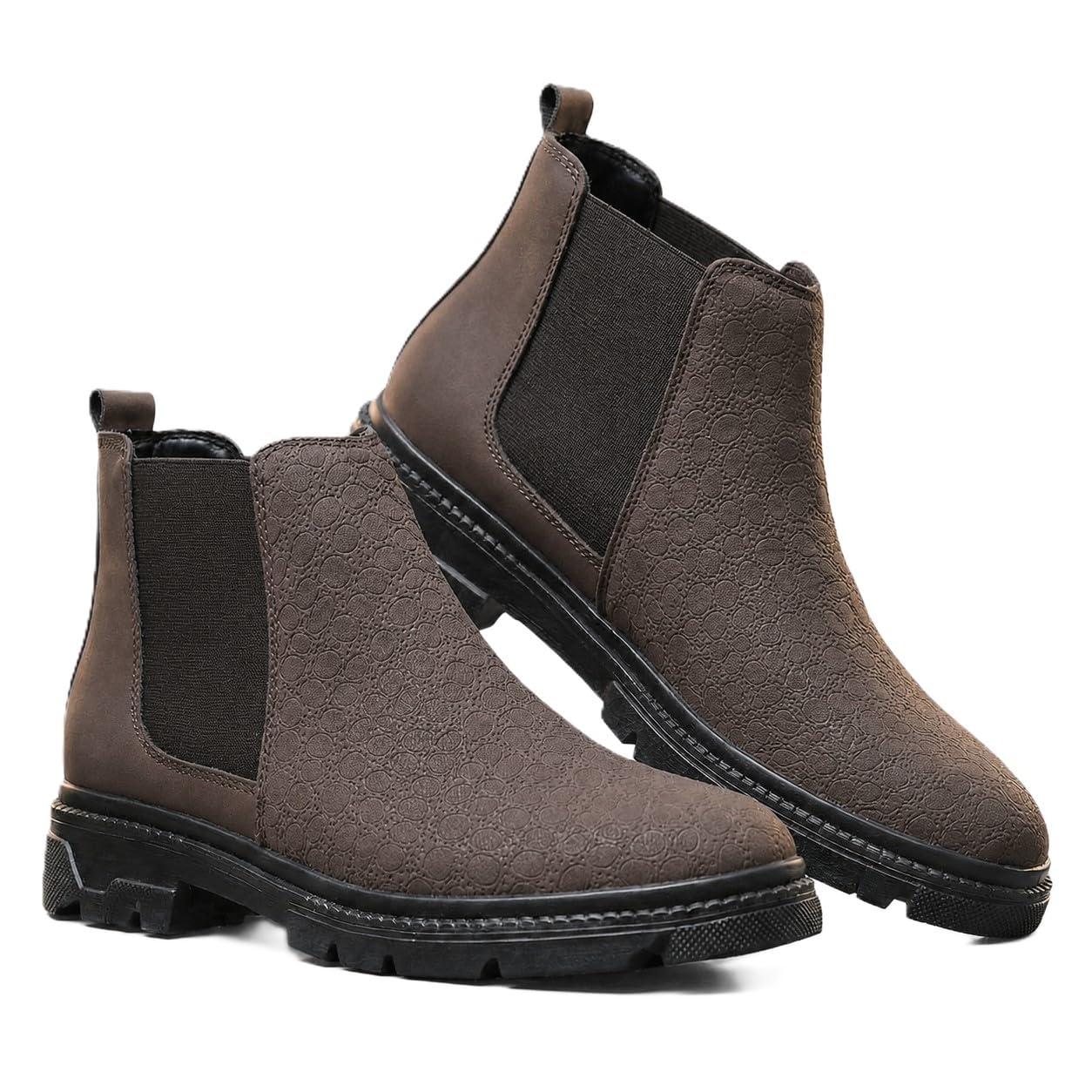 bxxy Men's Textured Faux Leather Ankle Boots | Slip on Chelsea Boots For Men With Side Elastic Gusset & PVC Sole.-picture-36