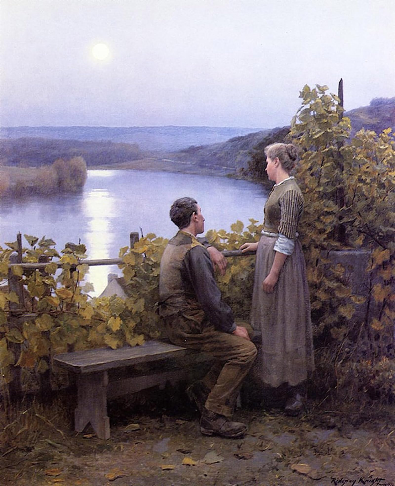 ARTXLXXBN Famous Print Painting Colorful Art Print Summer Evening by Daniel Ridgway Knight Canvas Art Decorations for Home Decor 60x90cm