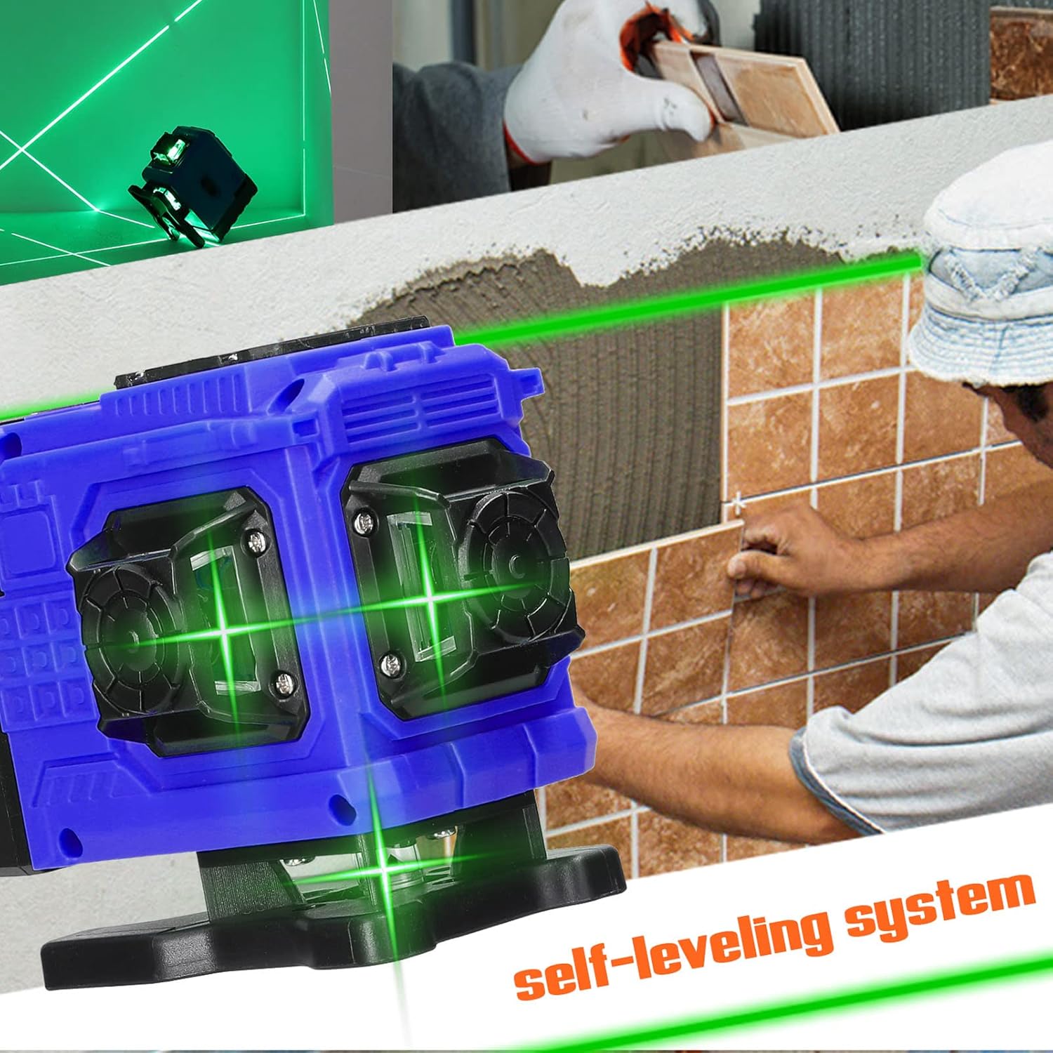 Multifunctional 12 Lines Green Level 3° Self-Leveling Hine Reable Lithium Battery Leveling Omnidirectional Ground Wall Sticker