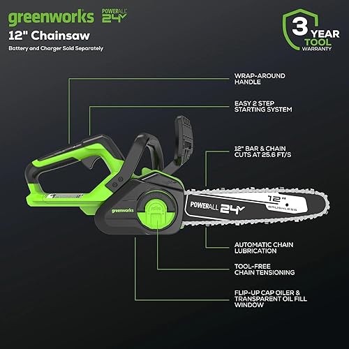 Miniatura 4 de Greenworks Juego de herramientas de jardín de 5 piezas de 48 V (2 x 24 V) cortacésped de empuje de 20 pulgadas, recortadora de cuerdas de 12
