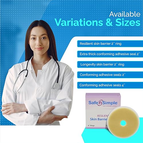 Miniatura 5 de Safe n' Simple Anillo de barrera resistente para la piel 4 pulgadas Anillo de barrera de ostomía para colostomía Anillos de suministros