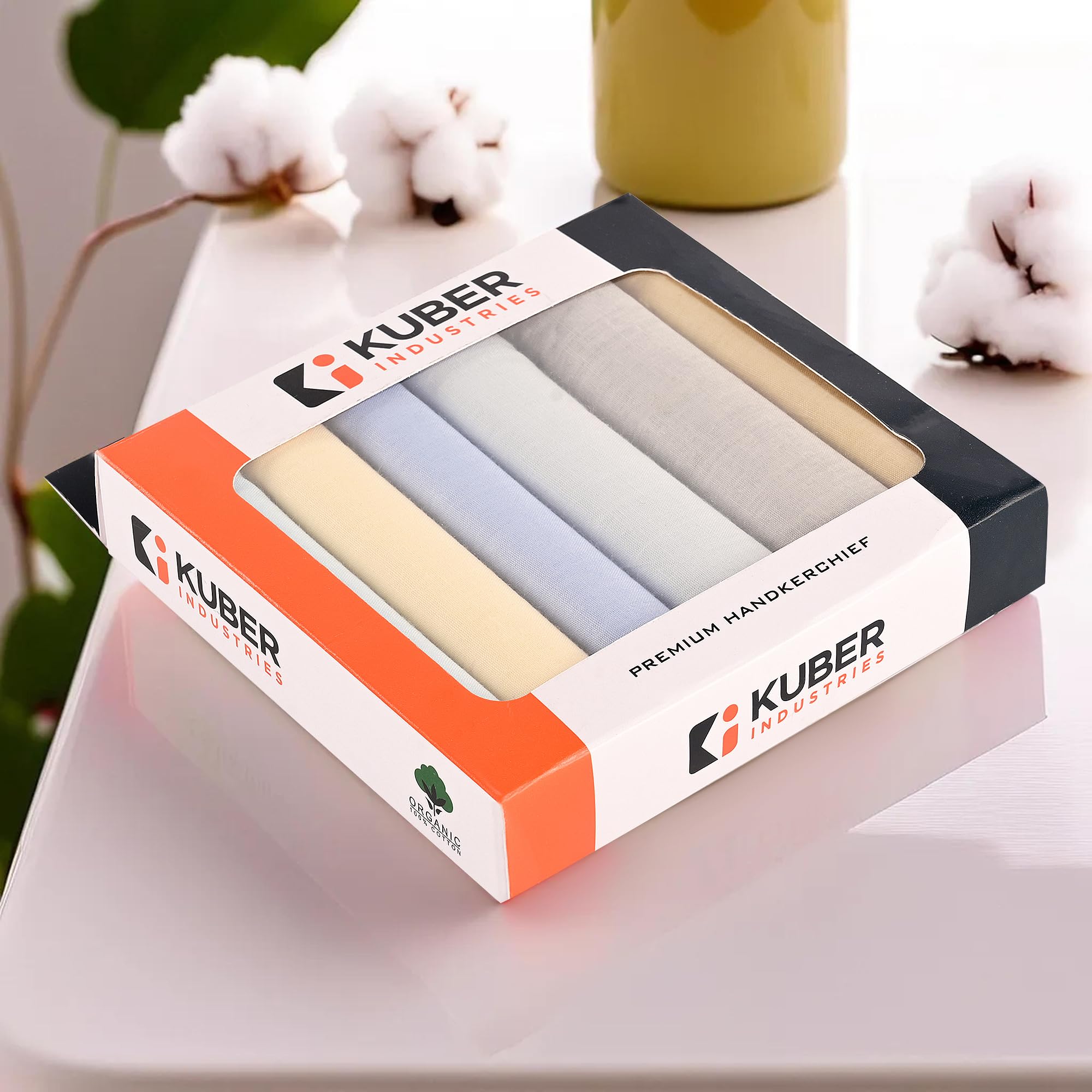 Kuber Industries (Set of 6) Premium Cotton Soft Handkerchief For Men With Box | Rumal For Boy's | Hanky For Men | Silver | Light Color