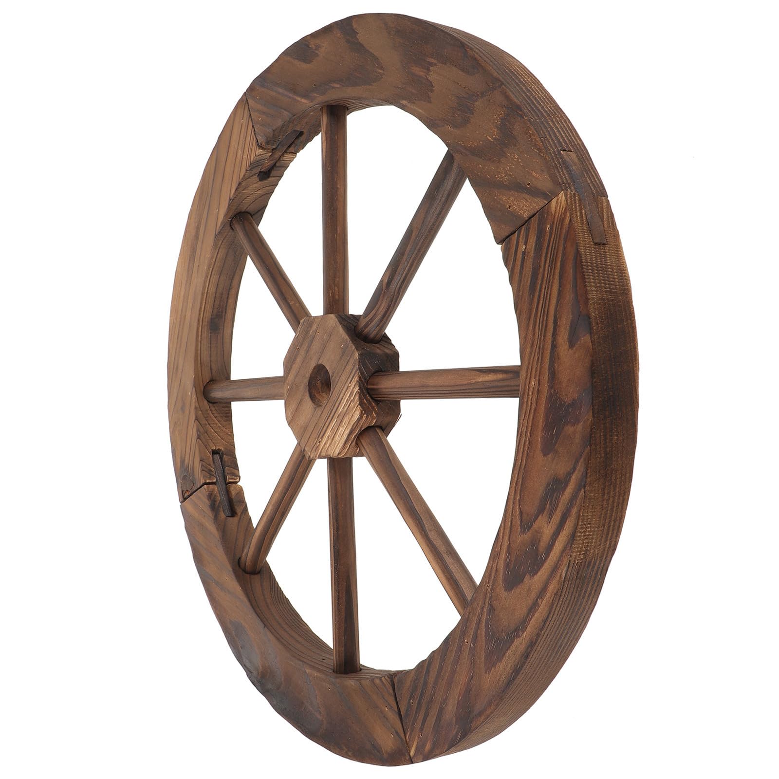 Roue vintage en bois objet ornemental mural style rustique