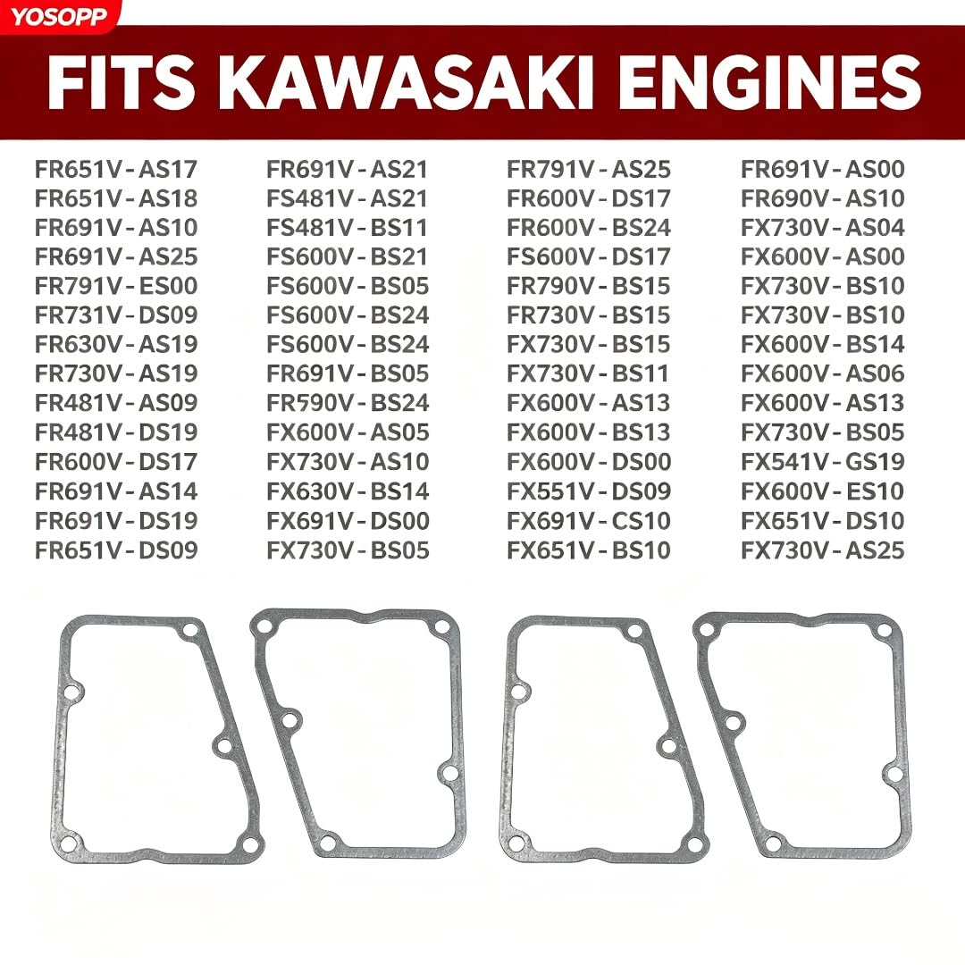 Rocker Cover Gasket & Push Rod Kit for Kawasaki OEM 11061-1285 13116-0725 FR FS FX Engines 4 Gaskets 4 Rods