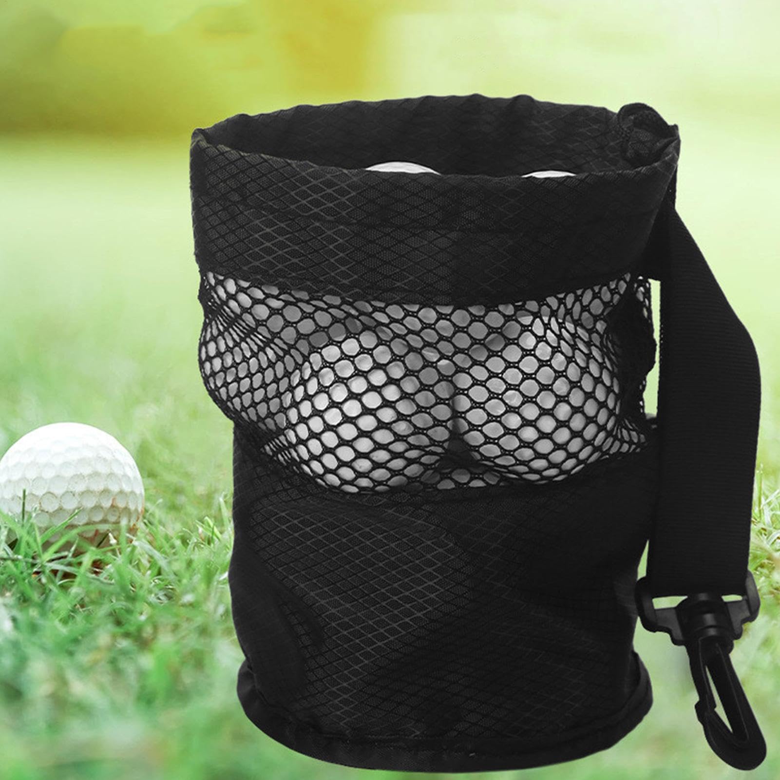 Sac de Balle de Golf en Maille, Sac de Rangement de balles de Golf - Sac en Filet Respirant de Grande capacité - Sac en Filet Noir, Sac de Conduite Portable, Terrain d'entraînement,
